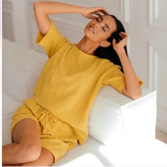 OBLAKO Other - Muslin Cotton Womens Pajama Sets - Short Sleeve and Shorts Pajamas - Cute Pajama